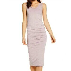 Bishop & Young Size S Womens Side Ruched Bodycon Midi Dress Heather Purple